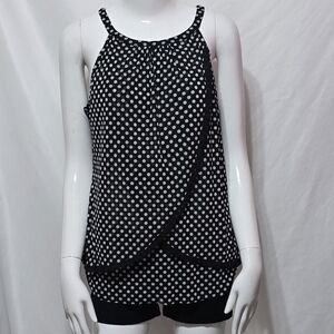 INC, Polka Dot Blouse, Sleeveless Top, Layered Tank Top, Size Large